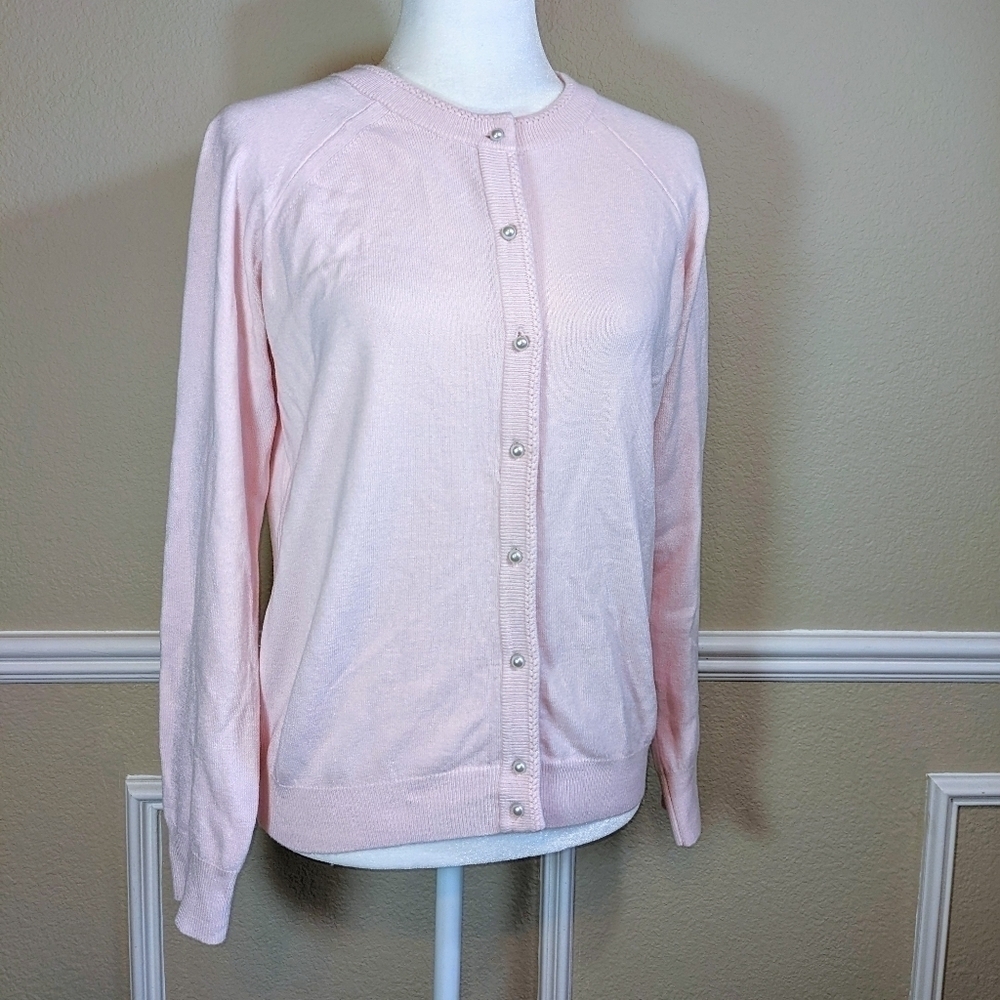 Pink & Pearl Cardigan Crewneck Sweater by Hampshire Studio - Picture 4 of 5